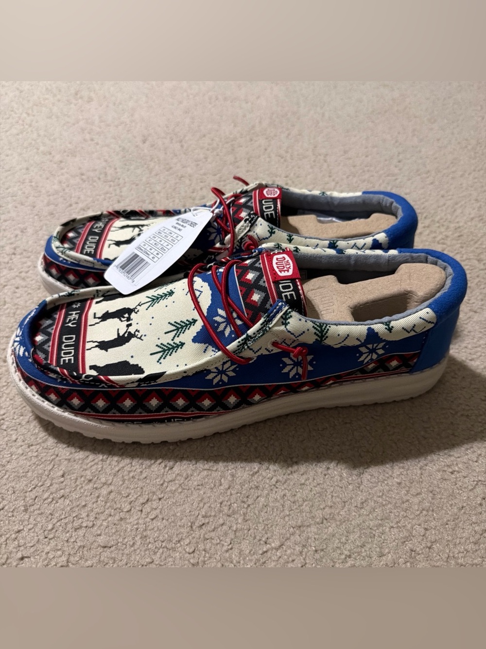 Hey Dude Men’s Size 14 Wally Holiday Cheers Shoes Slip Ons Loafers 41862-94S NEW